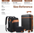 Luggage Sets 3Piece, Carry on Luggage 20In Suitcase Set with Backpack | Carry on Suitcase with Spinner Wheels,Pc Durable Hardside with TSA Lock,Ykk Zippers,22X14X9 Airline Approved for Travel