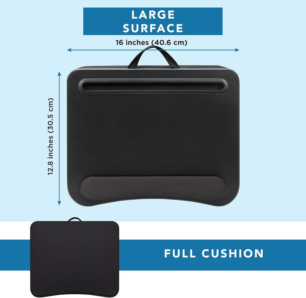 Memory Foam Lap Desk - Black Carbon, Fits 15.6” Laptops