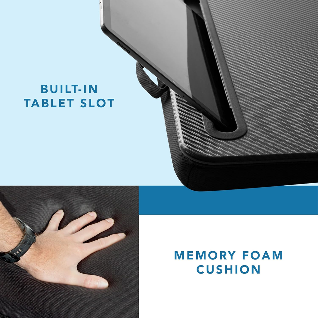 Memory Foam Lap Desk - Black Carbon, Fits 15.6” Laptops