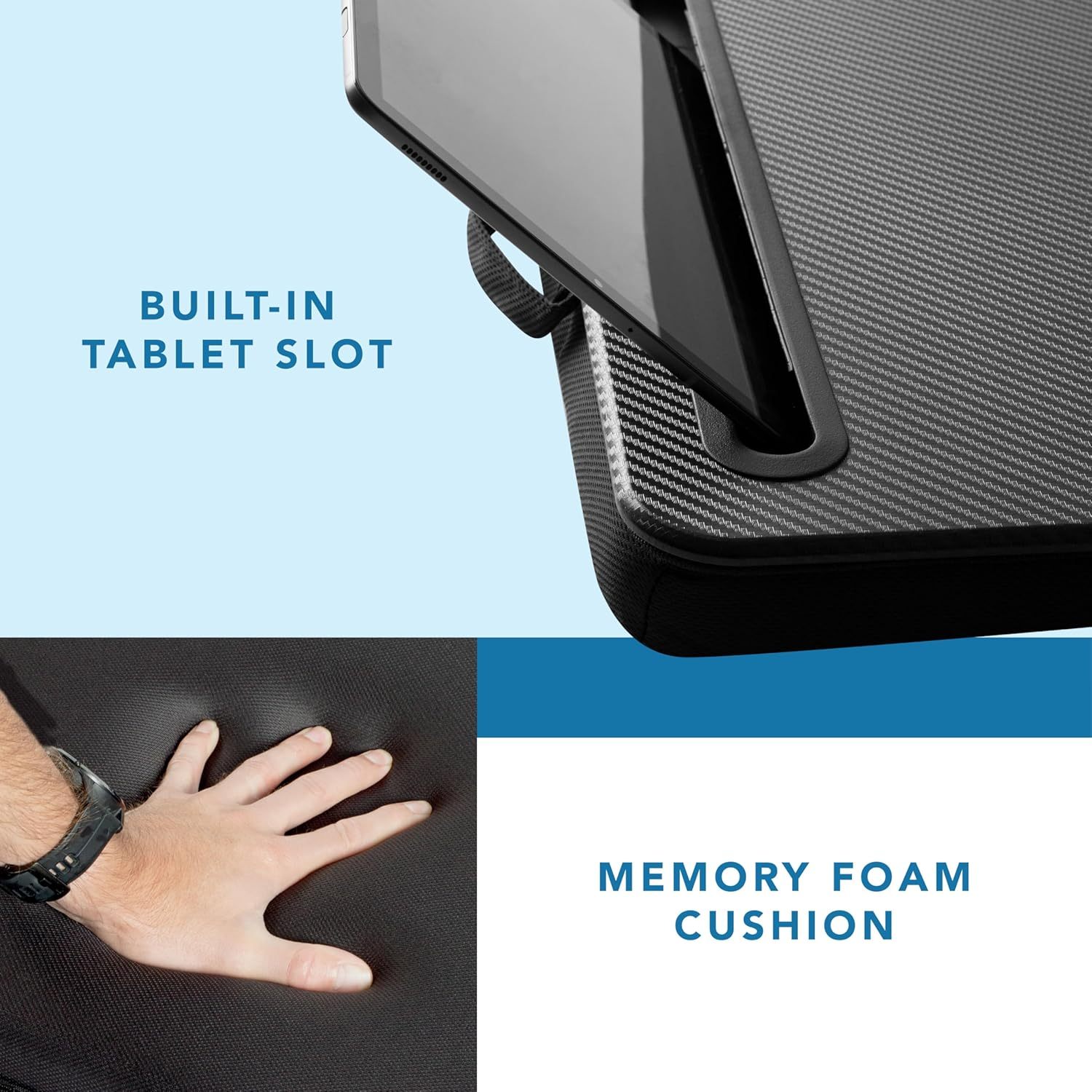 Memory Foam Lap Desk - Black Carbon, Fits 15.6” Laptops