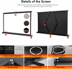 New Portable Mobile 50 Inch Projector Screen Pull Down, 16:9 Projector Screen Retractable Tabletop Screen Tripod Stand for Home Theater Meeting Room, School Indoor Outdoor Ceiling Wall Mount Upgrade