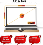 New Portable Mobile 50 Inch Projector Screen Pull Down, 16:9 Projector Screen Retractable Tabletop Screen Tripod Stand for Home Theater Meeting Room, School Indoor Outdoor Ceiling Wall Mount Upgrade
