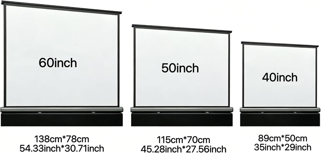 New Portable Mobile 50 Inch Projector Screen Pull Down, 16:9 Projector Screen Retractable Tabletop Screen Tripod Stand for Home Theater Meeting Room, School Indoor Outdoor Ceiling Wall Mount Upgrade