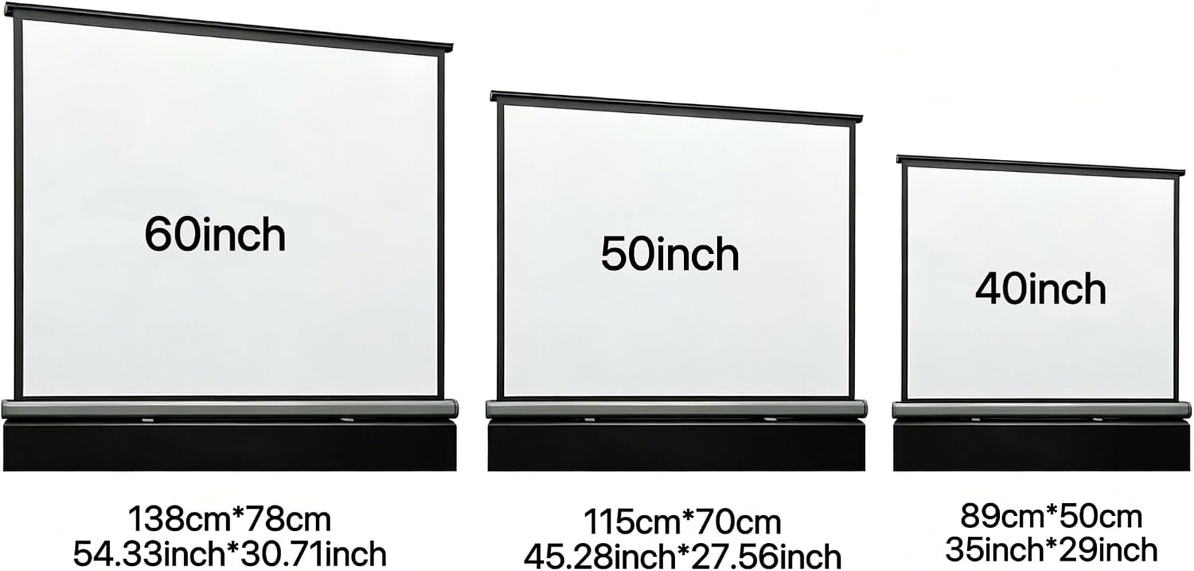 New Portable Mobile 50 Inch Projector Screen Pull Down, 16:9 Projector Screen Retractable Tabletop Screen Tripod Stand for Home Theater Meeting Room, School Indoor Outdoor Ceiling Wall Mount Upgrade