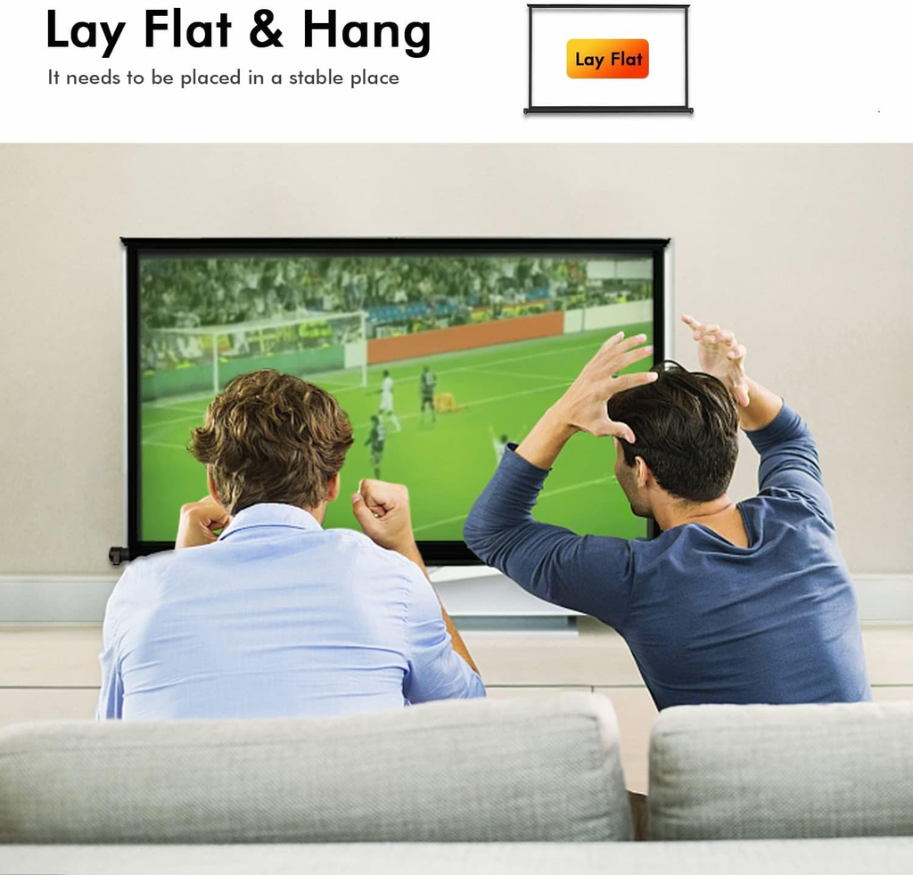 New Portable Mobile 50 Inch Projector Screen Pull Down, 16:9 Projector Screen Retractable Tabletop Screen Tripod Stand for Home Theater Meeting Room, School Indoor Outdoor Ceiling Wall Mount Upgrade