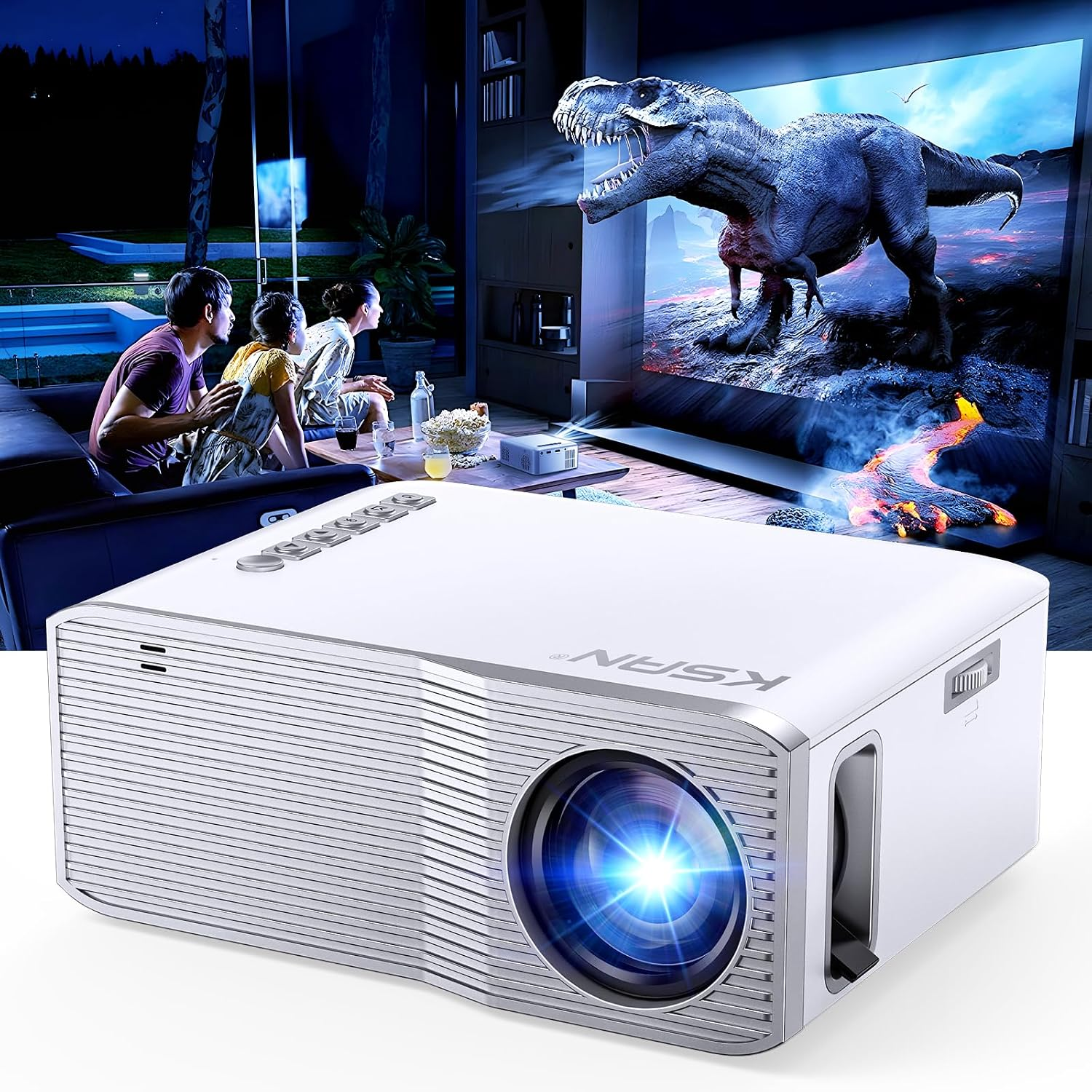 Projector with Wifi and Bluetooth, [Native 1080P Upgrade 240 ANSI]  Portable Projector, Mini Movie Projector for Outdoor Use, Bedroom Ceiling Video Projector Compatible with Phone/Tv Stick/Pc/Ps5