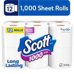 1000 Toilet Paper, 12 Rolls, 1,000 Sheets per Roll