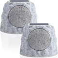 Solar Rock Speakers Outdoor Water-Resistant 2-Pack Solar Powered Rock Speaker with Lights RGB and TWS Pair for Patio outside Garden BBQ Deck