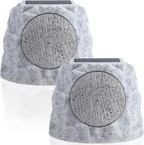 Solar Rock Speakers Outdoor Water-Resistant 2-Pack Solar Powered Rock Speaker with Lights RGB and TWS Pair for Patio outside Garden BBQ Deck