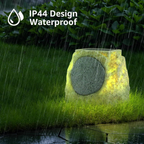 Solar Rock Speakers Outdoor Water-Resistant 2-Pack Solar Powered Rock Speaker with Lights RGB and TWS Pair for Patio outside Garden BBQ Deck