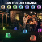 Solar Rock Speakers Outdoor Water-Resistant 2-Pack Solar Powered Rock Speaker with Lights RGB and TWS Pair for Patio outside Garden BBQ Deck