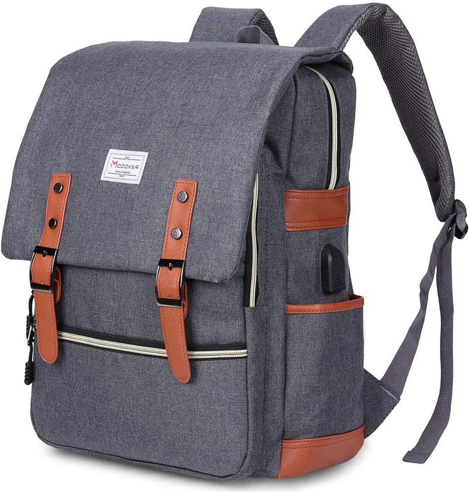 Vintage Canvas Backpack with USB Port, Fits 15.6 Inch Laptop | Eco-Friendly Canvas Backpack with Durable Construction. Comfortable Straps for Travel, Work, or Daily Use.