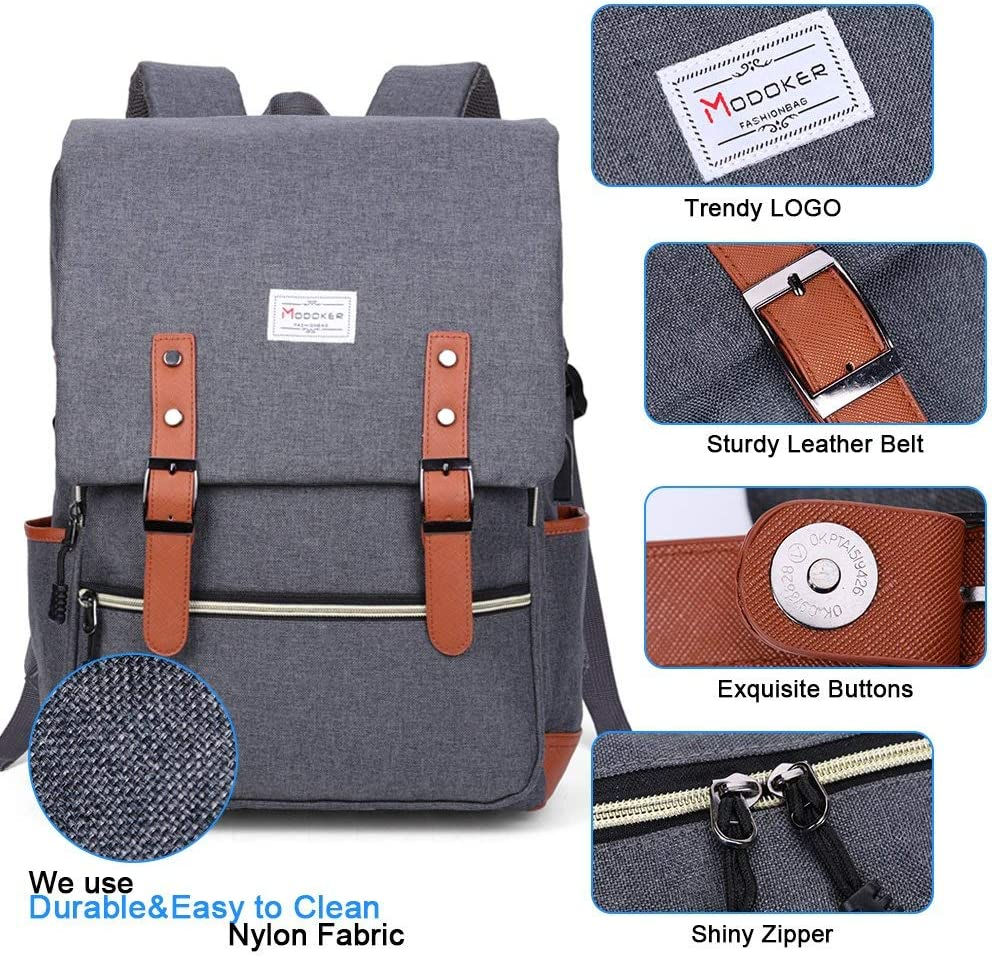 Vintage Canvas Backpack with USB Port, Fits 15.6 Inch Laptop | Eco-Friendly Canvas Backpack with Durable Construction. Comfortable Straps for Travel, Work, or Daily Use.