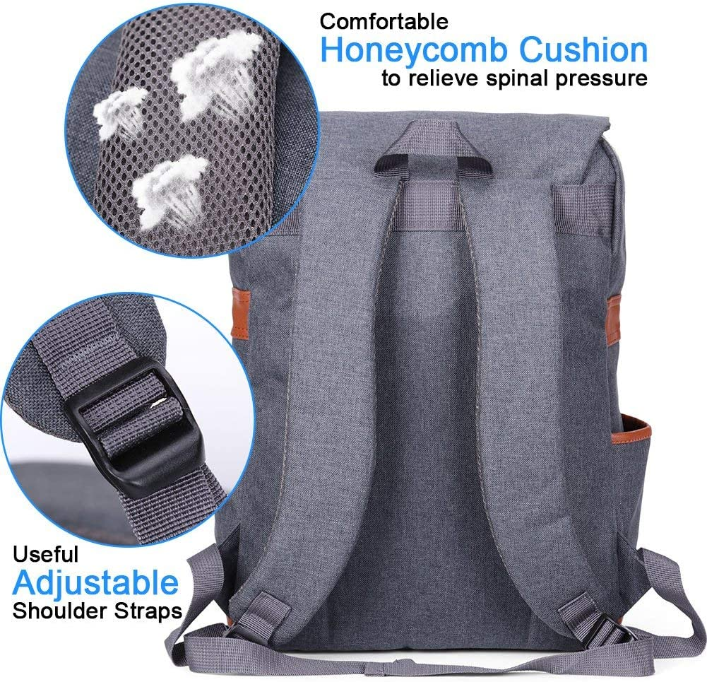 Vintage Canvas Backpack with USB Port, Fits 15.6 Inch Laptop | Eco-Friendly Canvas Backpack with Durable Construction. Comfortable Straps for Travel, Work, or Daily Use.