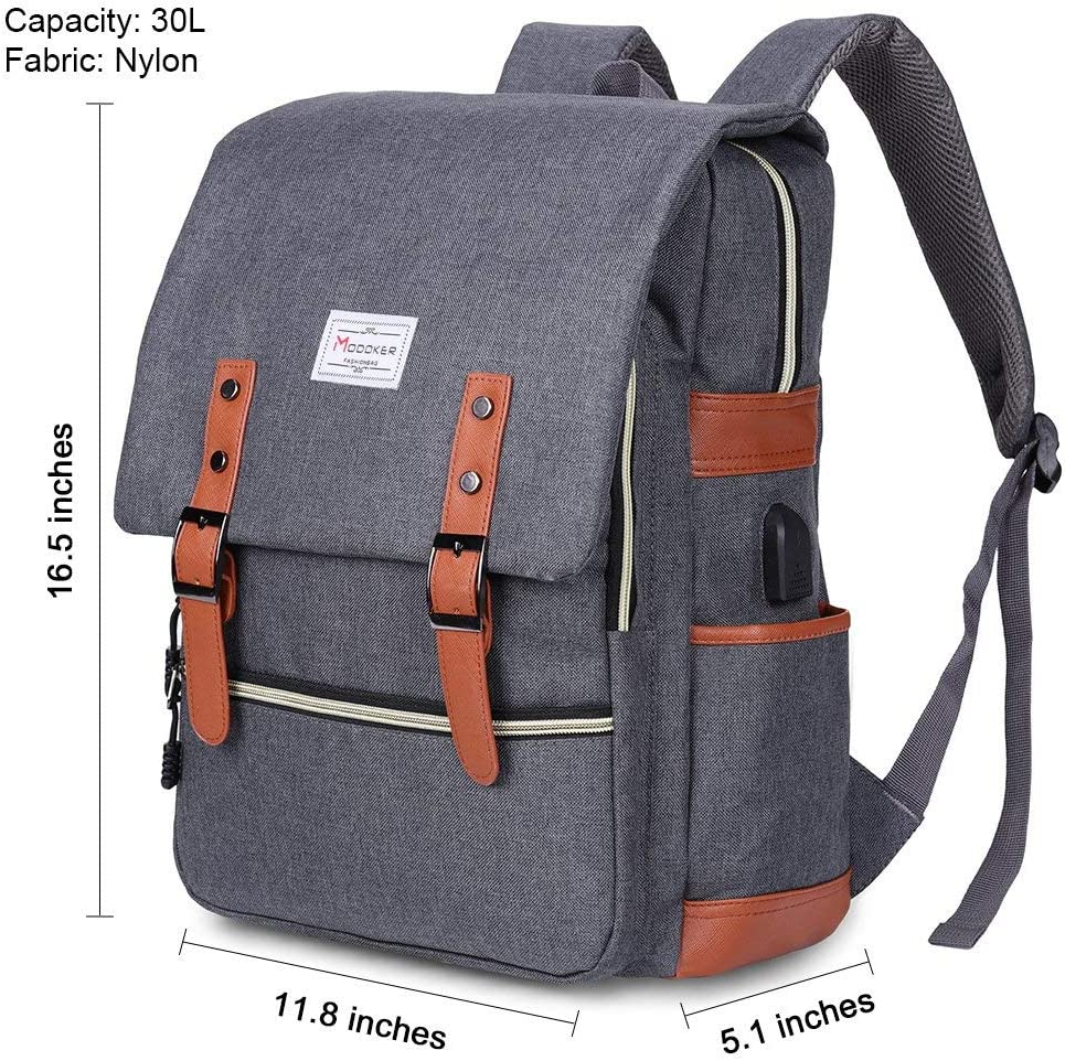 Vintage Canvas Backpack with USB Port, Fits 15.6 Inch Laptop | Eco-Friendly Canvas Backpack with Durable Construction. Comfortable Straps for Travel, Work, or Daily Use.