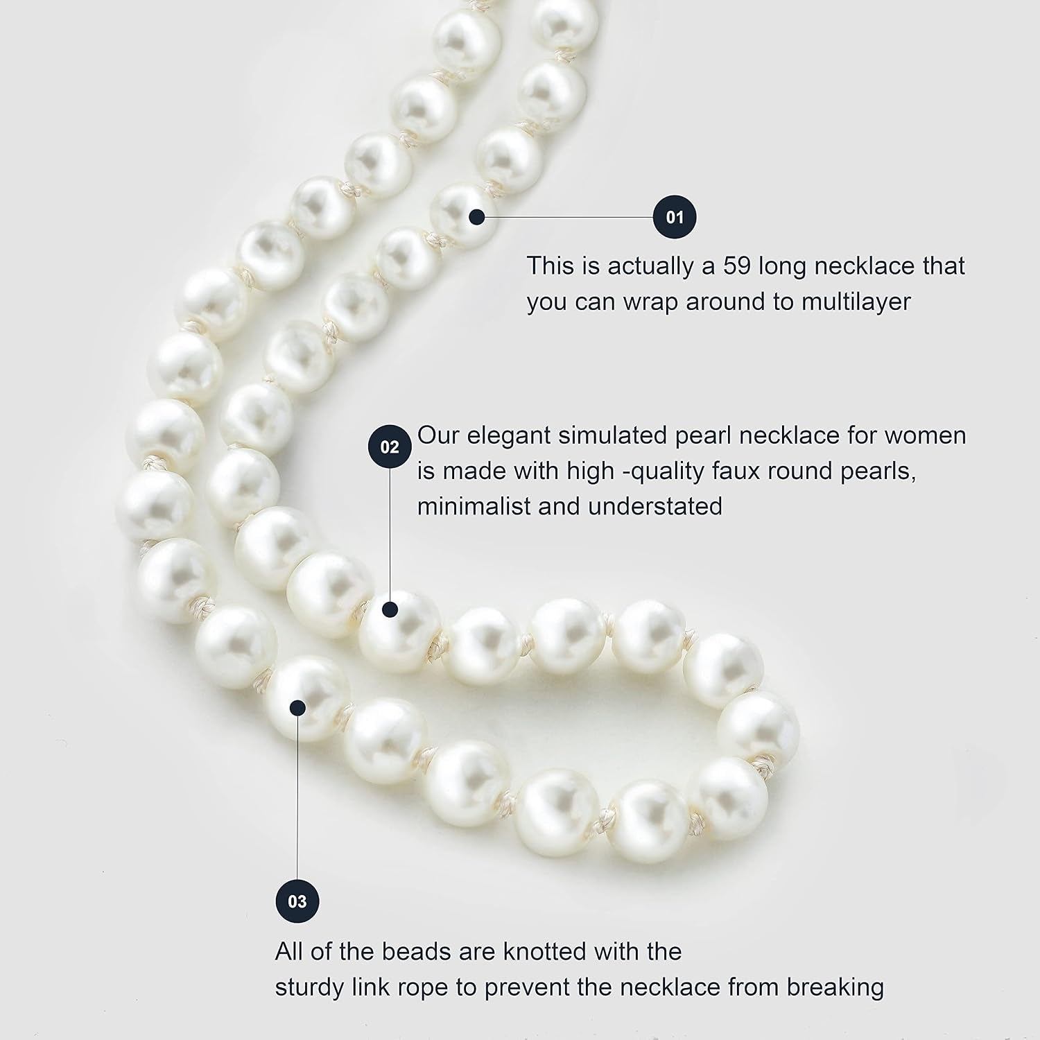 Long Pearl Necklace Faux Pearls Necklace Set Beaded Long Pearls Necklace 1920S Gatsby Costume Jewelry