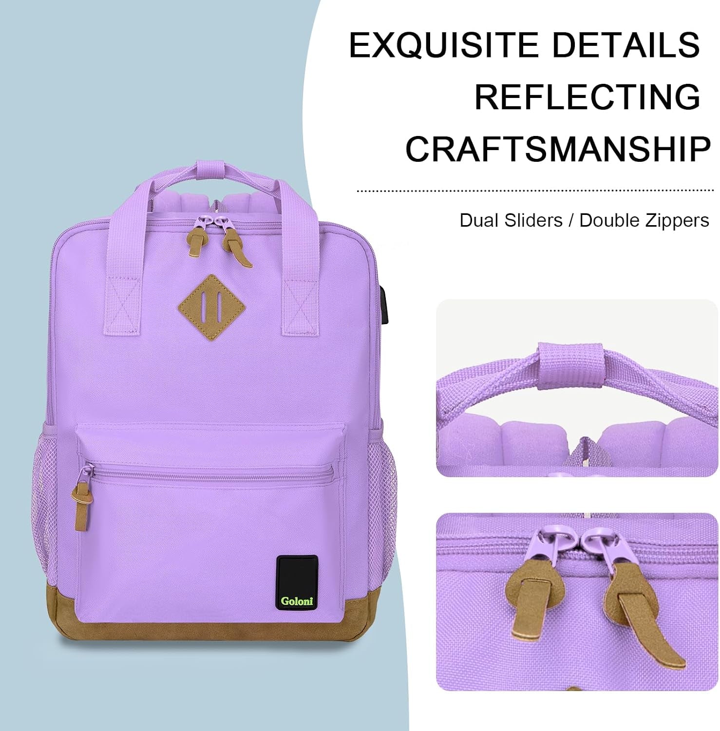 Small Carry on Travel Backpack with USB Charging Port, Lightweight Water Resistant Mini Carry-On Backpack for Men Women, Compact Personal Everyday Backpack,Purple