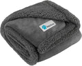 Dog Blanket for Small Medium Dogs Cats Puppies Kittens, Soft Sherpa Fleece Pet Blanket Throw, Reversible Plush Couch Cover Protector Crate Carrier Chair Machine Washable, 40X29, Solid Dark Gray