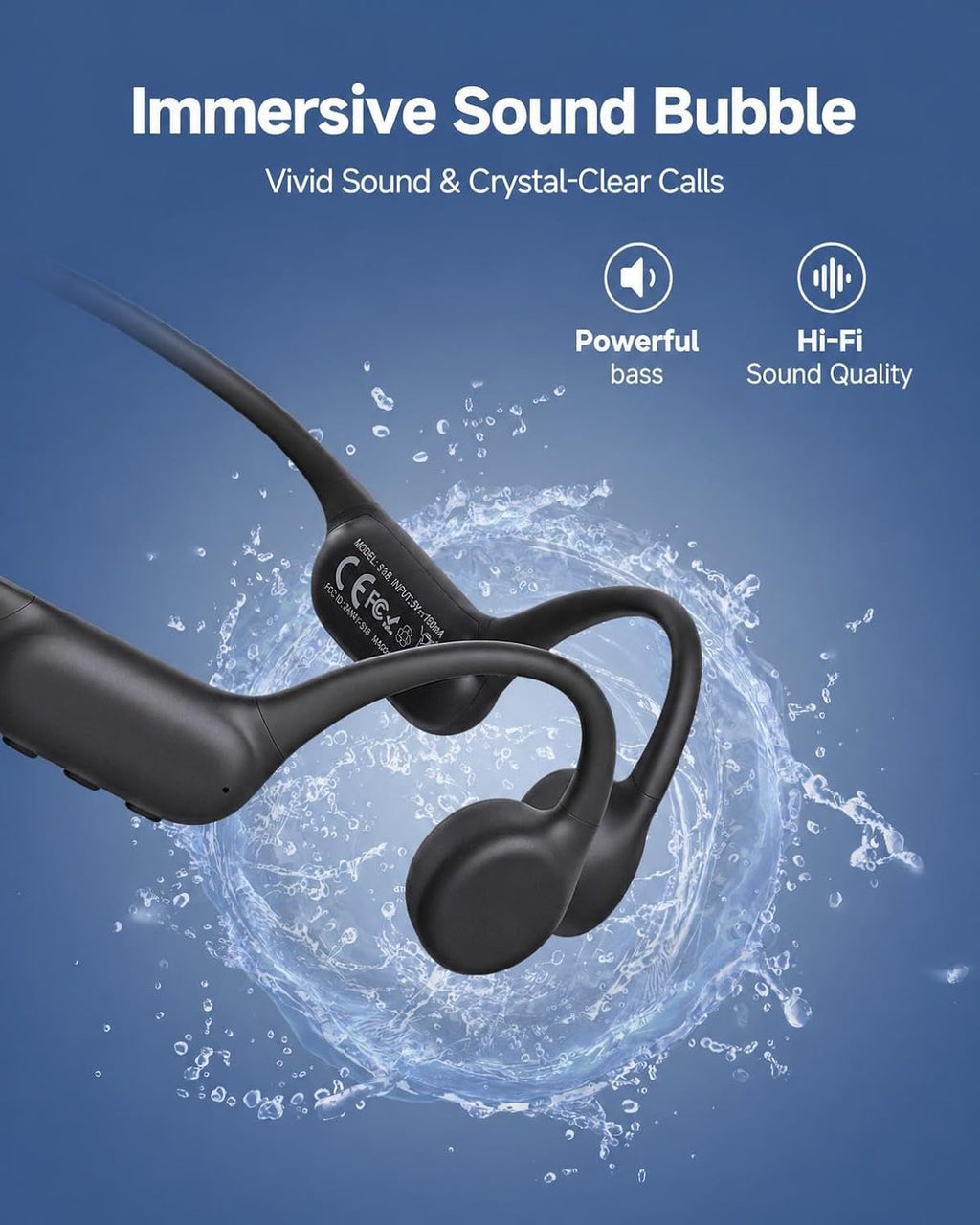 Bone Conduction Headphones, IPX8 Waterproof Swimming Headphones | Open Ear Earbuds with 32GB Memory, Switch to MP3 Mode Underwater, AI Music Generation, 8H Playtime Bluetooth 6.0 for Running
