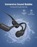 Bone Conduction Headphones, IPX8 Waterproof Swimming Headphones | Open Ear Earbuds with 32GB Memory, Switch to MP3 Mode Underwater, AI Music Generation, 8H Playtime Bluetooth 6.0 for Running