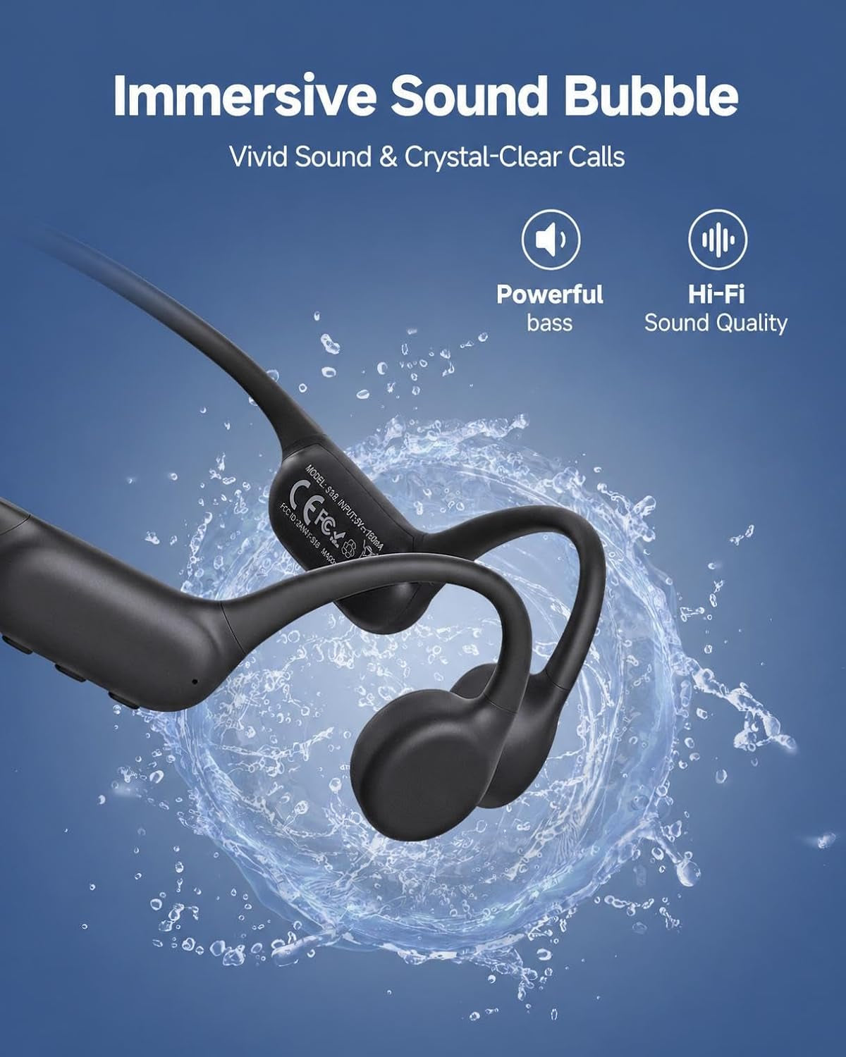 Bone Conduction Headphones, IPX8 Waterproof Swimming Headphones | Open Ear Earbuds with 32GB Memory, Switch to MP3 Mode Underwater, AI Music Generation, 8H Playtime Bluetooth 6.0 for Running