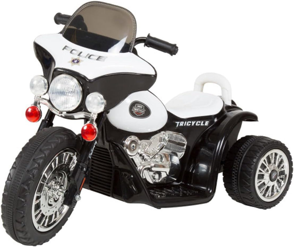 Kids Motorcycle - 3-Wheel Ride on Toy with Police Decals, Reverse, and Headlights - 6V Electric Motorcycle for Kids Ages 3 to 6 by  (Black)