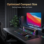 Computer Speakers for Desktop PC, AUX Wired Computer Sound Bar | USB Powered, Plug & Play, PC Speakers for Desktop & Laptop, RGB Lights, Inline-Controlled, Compact Design, Gaming Speakers
