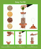 Squirrel Proof Bird Feeders for Outdoor: 4.8LB Large Capacity Hanging Bird Feeder, Weight-Activated Mechanism Wild Bird Feeders, Chew-Proof Metal Birdfeeder for Finch Cardinal Chickadee