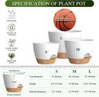 Self Watering Pots with Drainage Holes, 3 Pack 12/10/8 Inch Plant Pots with Water Level Indicator Deep Reservoir, Large Plastic Planter for Indoor Outdoor Plants - White Brown