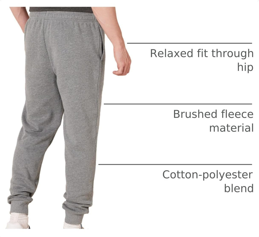 Men'S Relaxed Fit Fleece Joggers Sweatpants with Drawstring Waist, Tapered Leg, Ribbed Cuffs, Brushed Interior