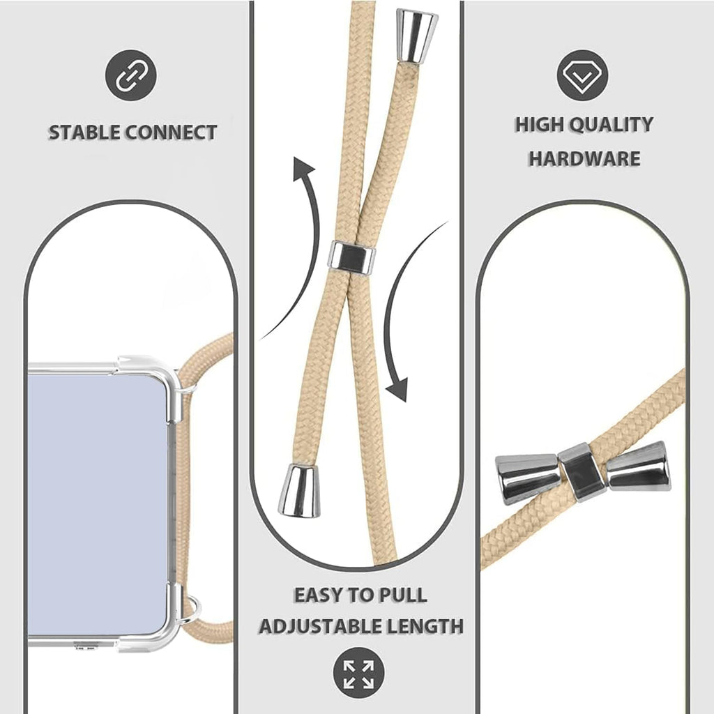 For Google Pixel 10 Crossbody Case Clear Adjustable Shoulder Neck Lanyard Strap Phone Cover for Women Girls Transparent Soft Slim Shockproof Protective Mobile Case for Pixel 10 - Beige