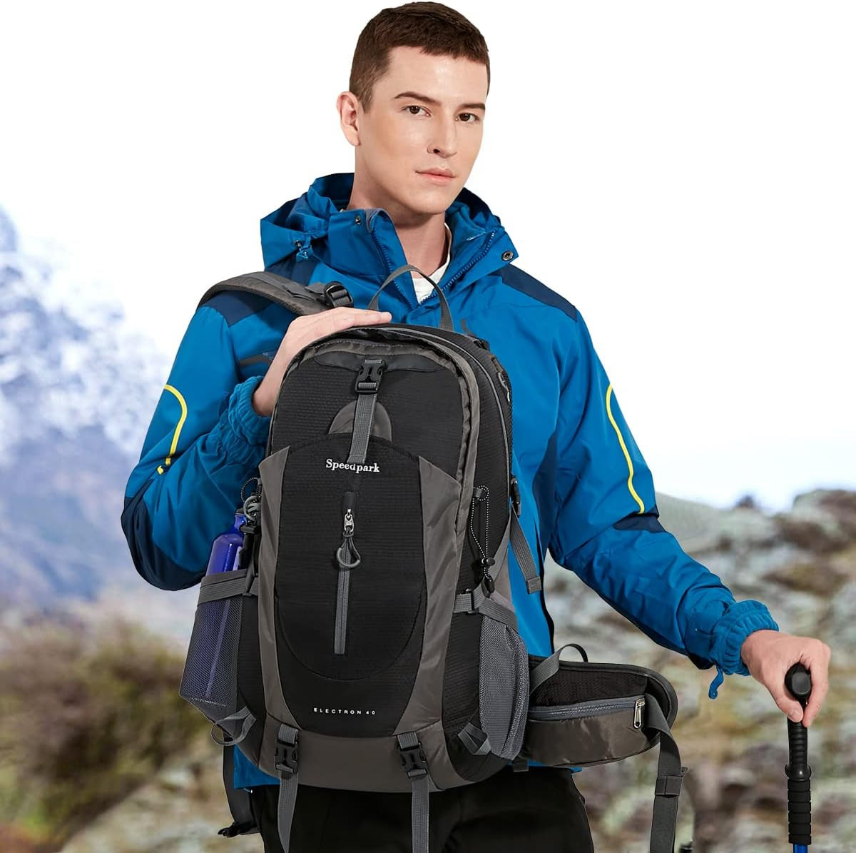 40L Hiking Backpack, Lightweight Camping Daypack with Rain Cover | Water-Resistant Rip-Stop Nylon, Multi-Pockets, Survival Whistle. Ideal for Men, Women, Travel, Trekking