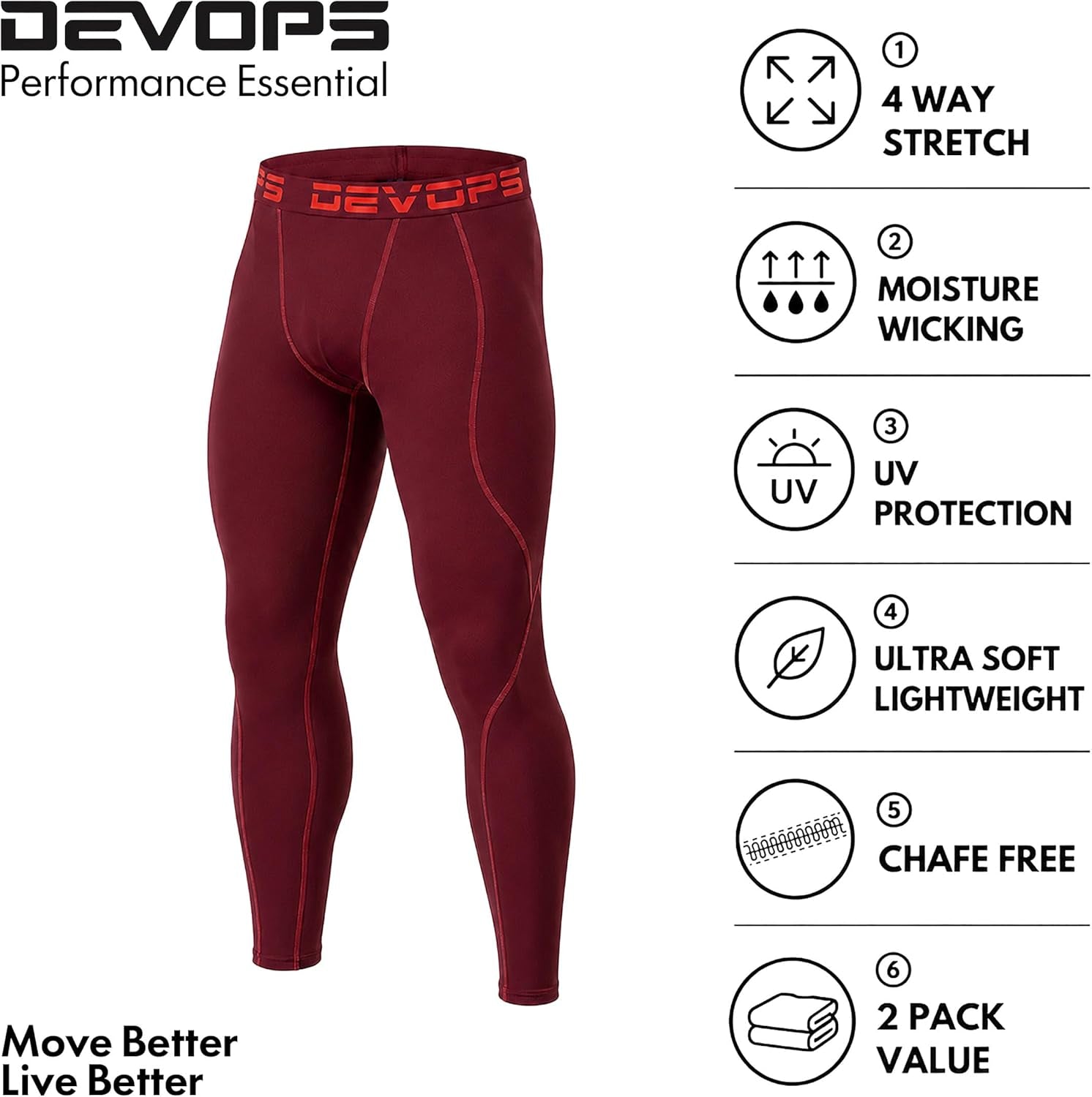 2-3 Pack Men'S Compression Pants Leggings Pocket or Non-Pocket | All-Weather Compression Fit, 4-Way Stretch Material, Advanced Moisture-Wicking