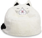 Cute Soft and Comfy Bean Bag Chair for Kids, Large, Animal - Ivory Cat
