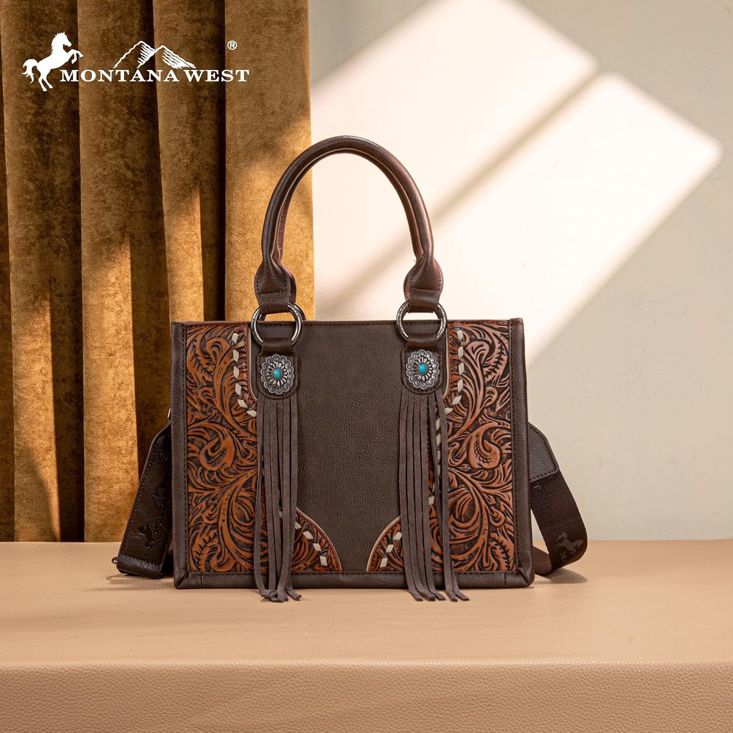 Tote Bag for Women Western Tooling Handbags Embroidered Concho Crossbody