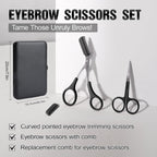 Eyebrow Kit for Men, 17 in 1 Tweezers for Women Facial Hair, Hair Scissors with Comb, Eyebrow Trimmer, Brow Brushes, Hair Tools Travel Bag, Professional Grooming Tweezer for Men