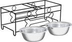 Set of 2 Stainless Steel Dog Bowls - 40Oz Pet Bowls with Decorative Dog Food Stand - Metal Food and Water Dishes for Large Pets - Puppy Essentials by  (Silver/Black)