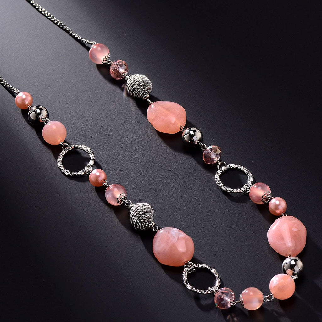 Long Beaded Necklaces for Women - Sweater Chain Fashion Jewelry Necklace Gifts for Women