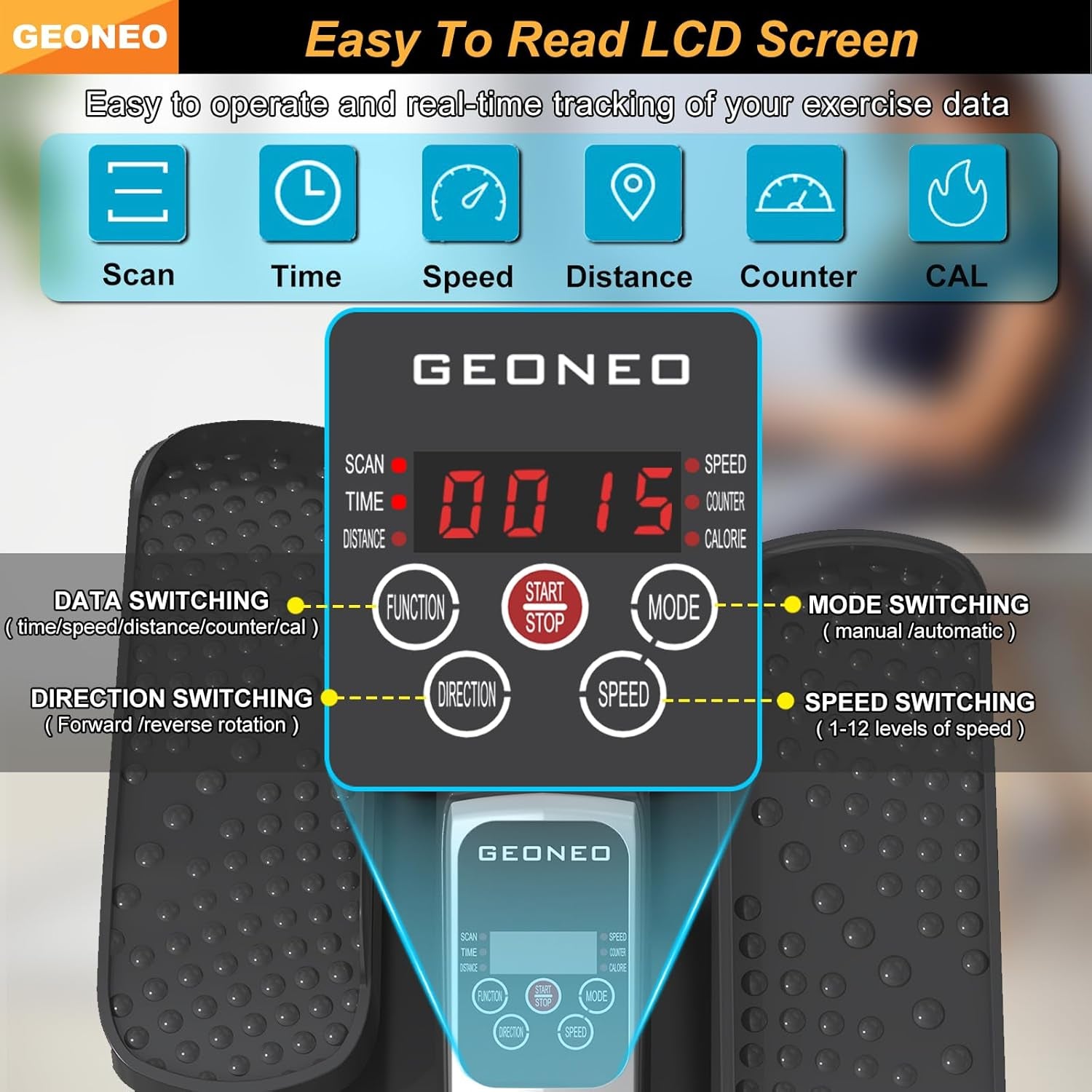 Under Desk Elliptical Machine, Electric Ellipse Leg Exerciser for Senior, Quiet and Compact Electric Seated Pedal Exerciser for Home with Display Monitor, Remote Control and 12 Adjustable Speeds