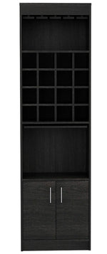 Kava 71" Tall Bar Cabinet with 16 Cubbies, Shelf, Concealable Tray and Double Door