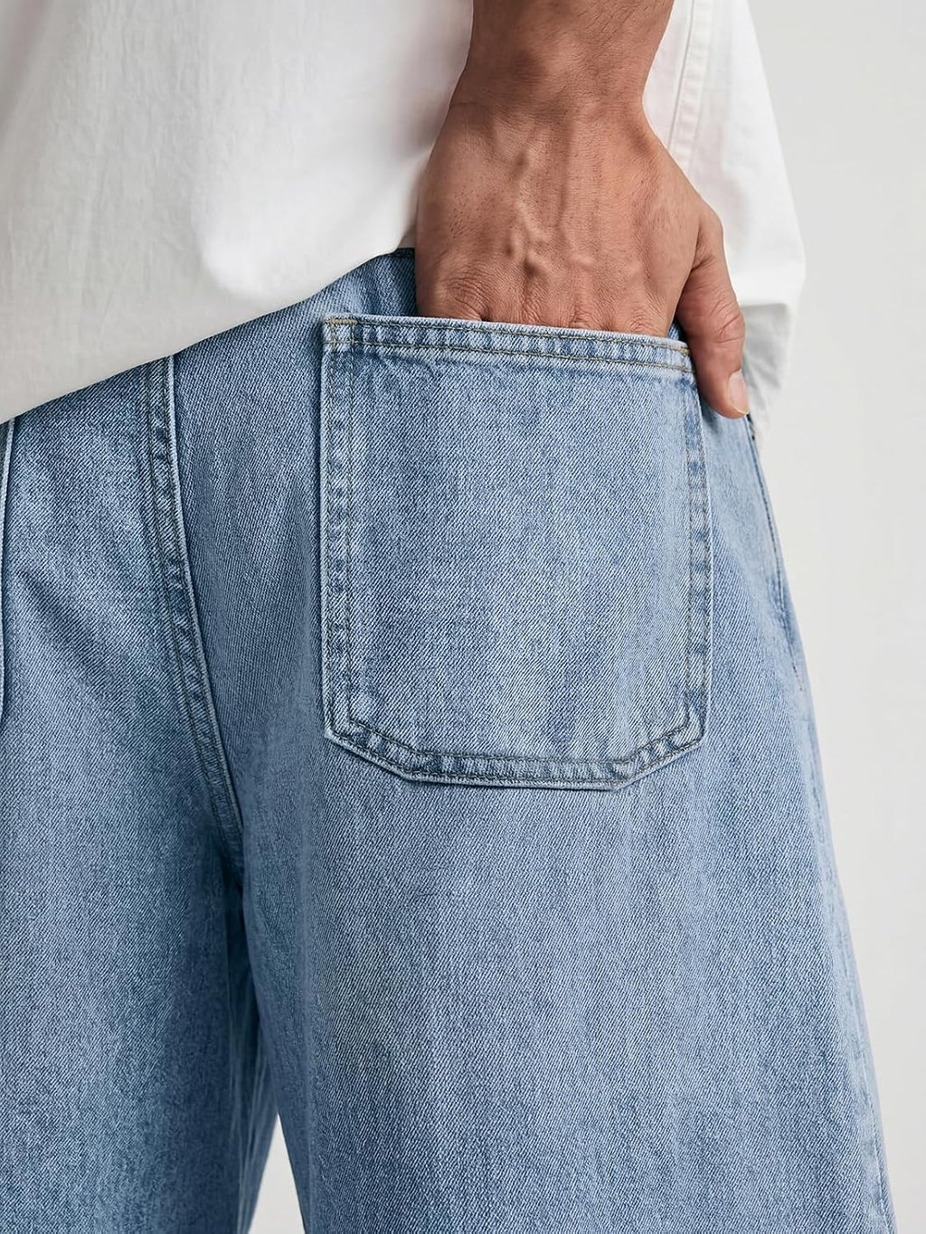 Baggy Jean Shorts Men, Y2K Jorts Cargo Ripped Elastic Waist, Mens Denim Shorts Comfy Casual Streetwear Summer