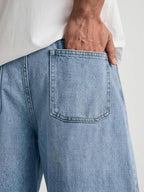 Baggy Jean Shorts Men, Y2K Jorts Cargo Ripped Elastic Waist, Mens Denim Shorts Comfy Casual Streetwear Summer