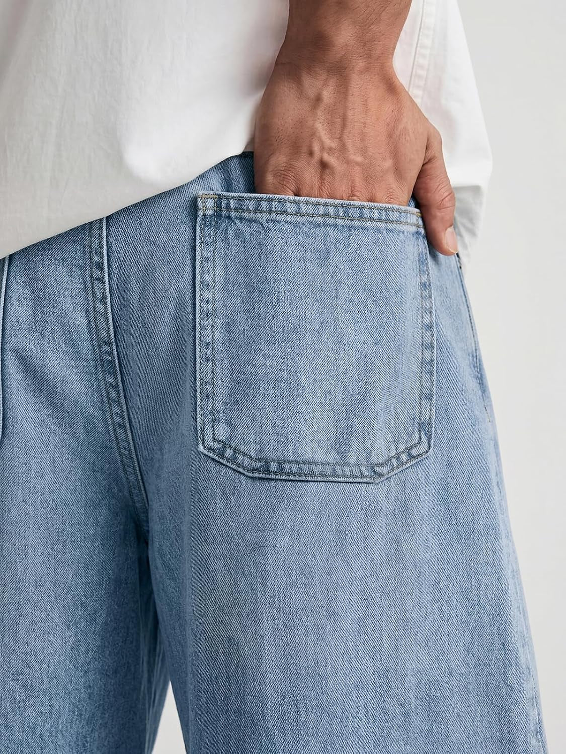 Baggy Jean Shorts Men, Y2K Jorts Cargo Ripped Elastic Waist, Mens Denim Shorts Comfy Casual Streetwear Summer