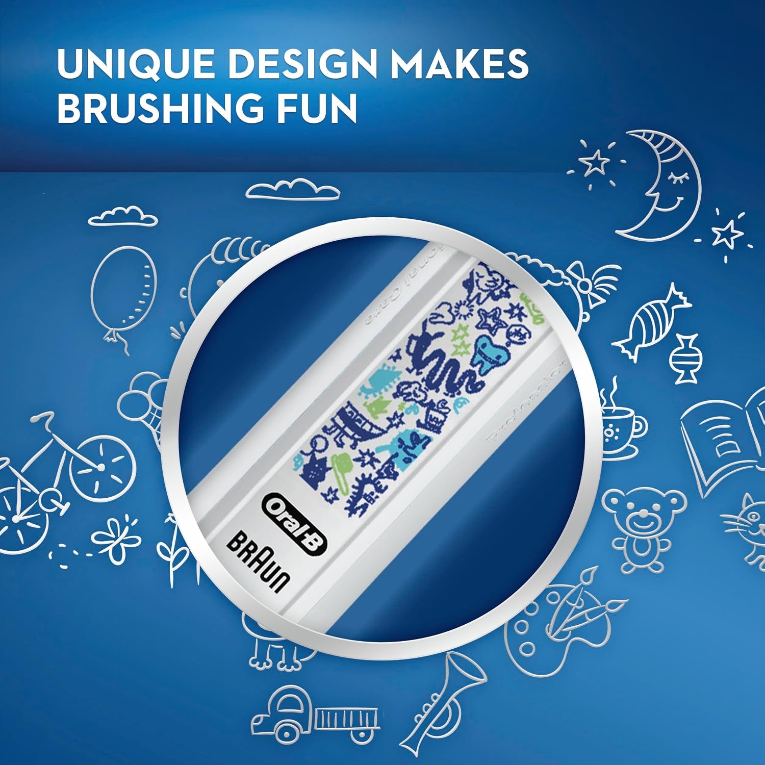 Kids Electric Toothbrush with Coaching Pressure Sensor and Timer, Rechargeable Toothbrush with Brush Head, Sparkle & Shine