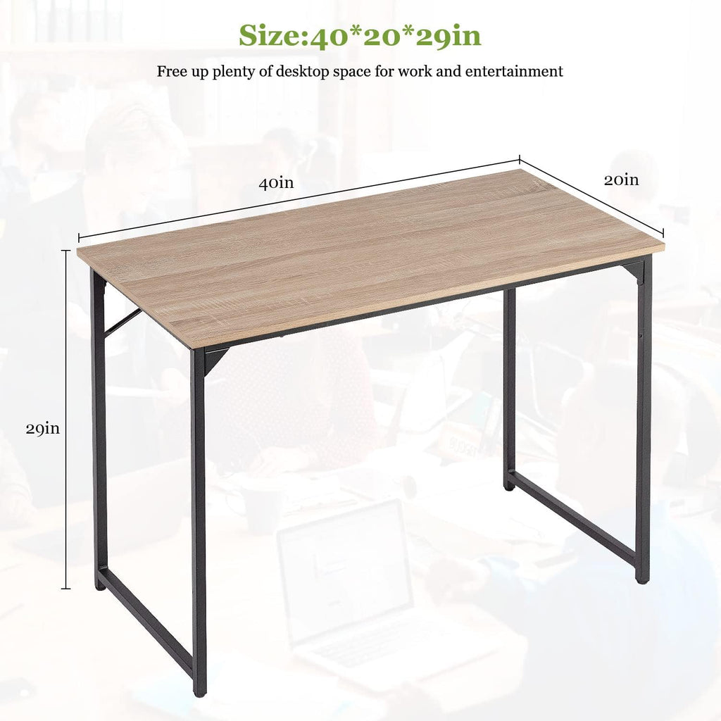 | 39 Inch Computer Desk | Nature | Sturdy Office Desk | Metal Frame, Adjustable Feet | Water-Resistant, Scratchproof Surface | Writing Table for Home Office or Study | Pack of 1