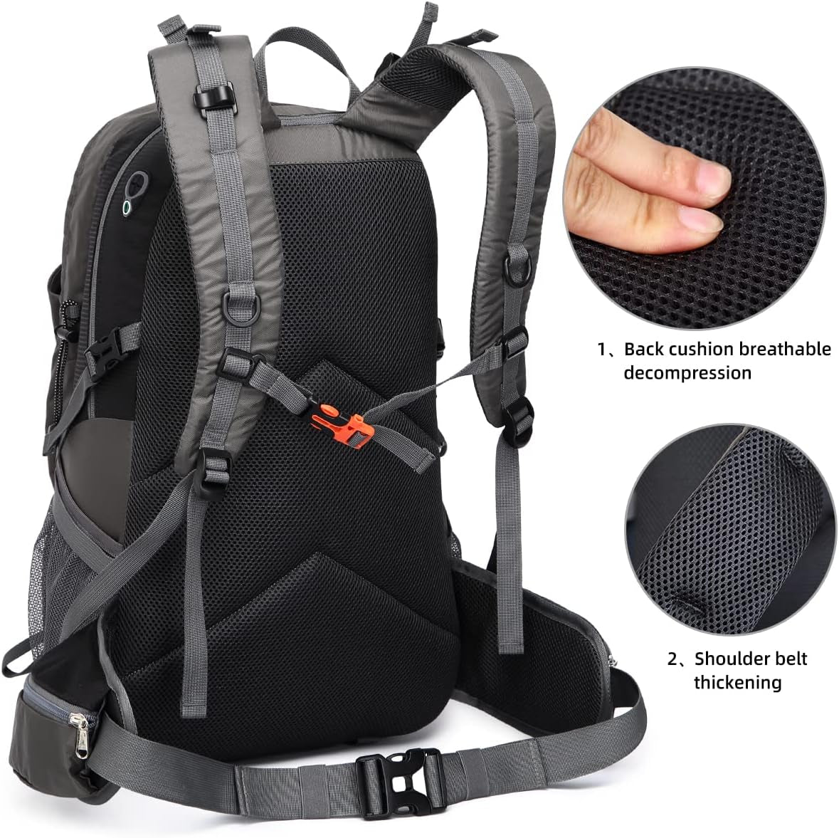 40L Hiking Backpack, Lightweight Camping Daypack with Rain Cover | Water-Resistant Rip-Stop Nylon, Multi-Pockets, Survival Whistle. Ideal for Men, Women, Travel, Trekking