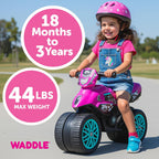 Kids Motorcycle Balance Bike - Toddler Ride on Toys W/Sounds, Wide Wheel Base, Rubber Coated Wheels, Foot to Floor Toddler Car up to 44 Lbs, Motorbike for Kids Ages 18 Months to 3 Yrs, Pink