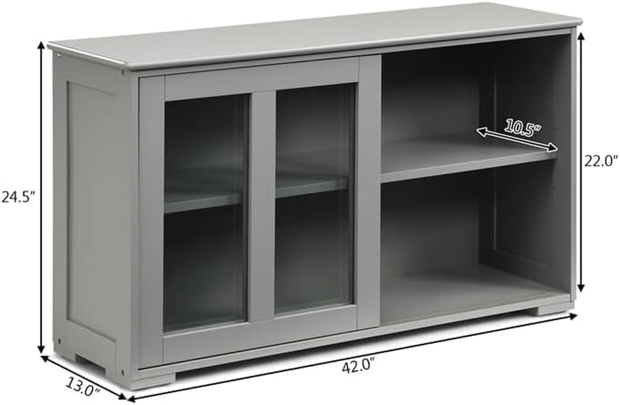 42" Small Buffet Sideboards Cabinet with Sliding Glass Door Home Furniture
