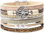 Inspirational Tree of Life Boho Leather Wrap Bangle Bracelets for Women, Teen Girl Gifts Trendy Stuff, Fashion Accessories Jewelry Gifts for Women Girls