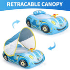 Baby Pool Float with UPF50+ Adjustable Canopy Baby Swimming Float Infant Baby Floatie Boat for Toddler